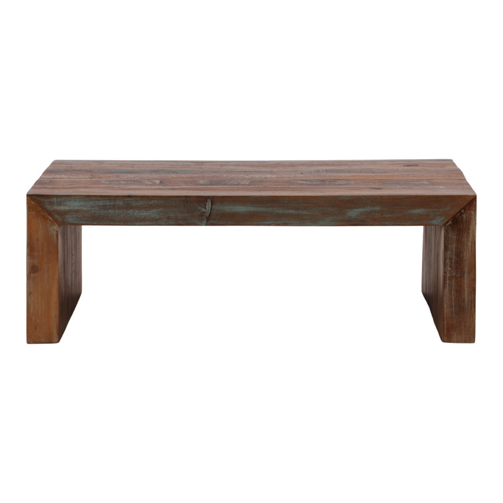 Karina Living Sylvan Coffee Table – Rustic Reclaimed Mango Wood, Distressed Brown Finish for Farmhouse Charm DOV46004-BRWN