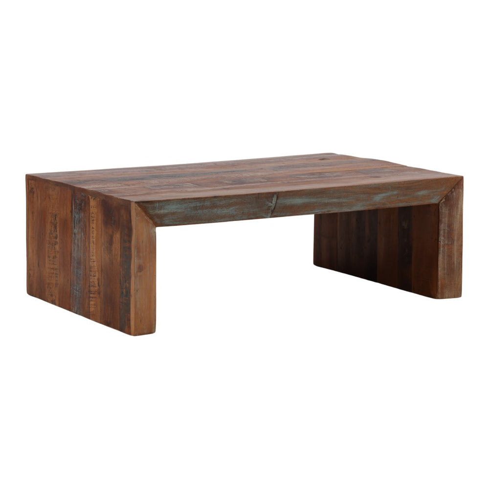 Karina Living Sylvan Coffee Table – Rustic Reclaimed Mango Wood, Distressed Brown Finish for Farmhouse Charm DOV46004-BRWN