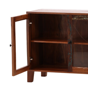 Karina Living Persea Rustic Sideboard - Handcrafted Reclaimed Mango Wood Buffet with Unique Distressed Finish DOV46005-BRWN
