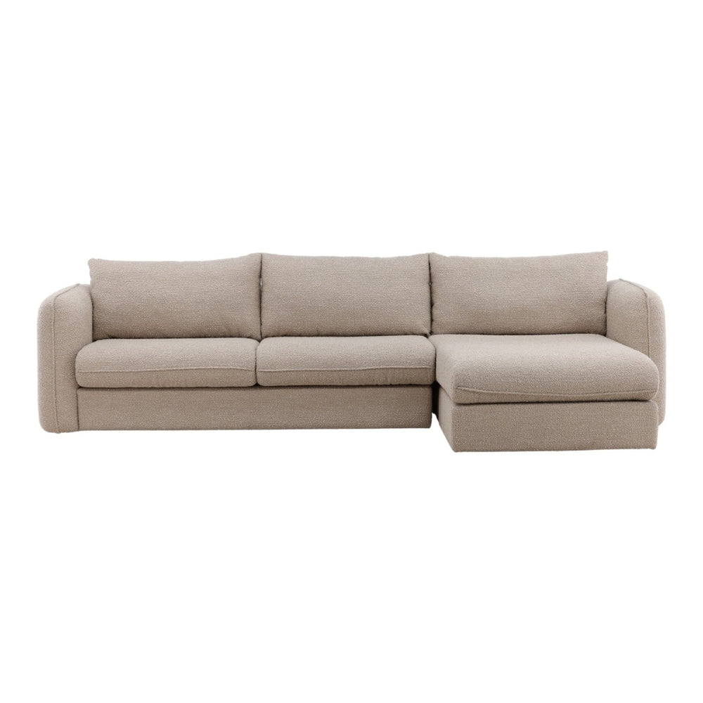 Karina Living Torrey Chaise Sectional in Sand - Modern Boucle Comfort for Stylish Living and Ultimate Relaxation DOV51002R-SAND