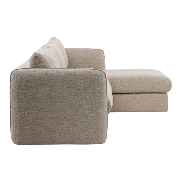 Karina Living Torrey Chaise Sectional in Sand - Modern Boucle Comfort for Stylish Living and Ultimate Relaxation DOV51002R-SAND