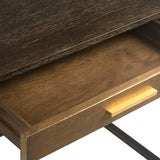 Dovetail Tivoli Desk Ebony and Brass Finish Oak Wood Veneer and Metal DOV5357