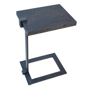 Dovetail Lander Side Table Dark Oak Stained and Rustic Black Base Finish Oak Veneer Top and Iron Base DOV5427