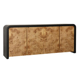 Dovetail Brennan Sideboard Oak Wood and Burl - Black and Natural Burl