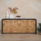 Dovetail Brennan Sideboard Oak Wood and Burl - Black and Natural Burl