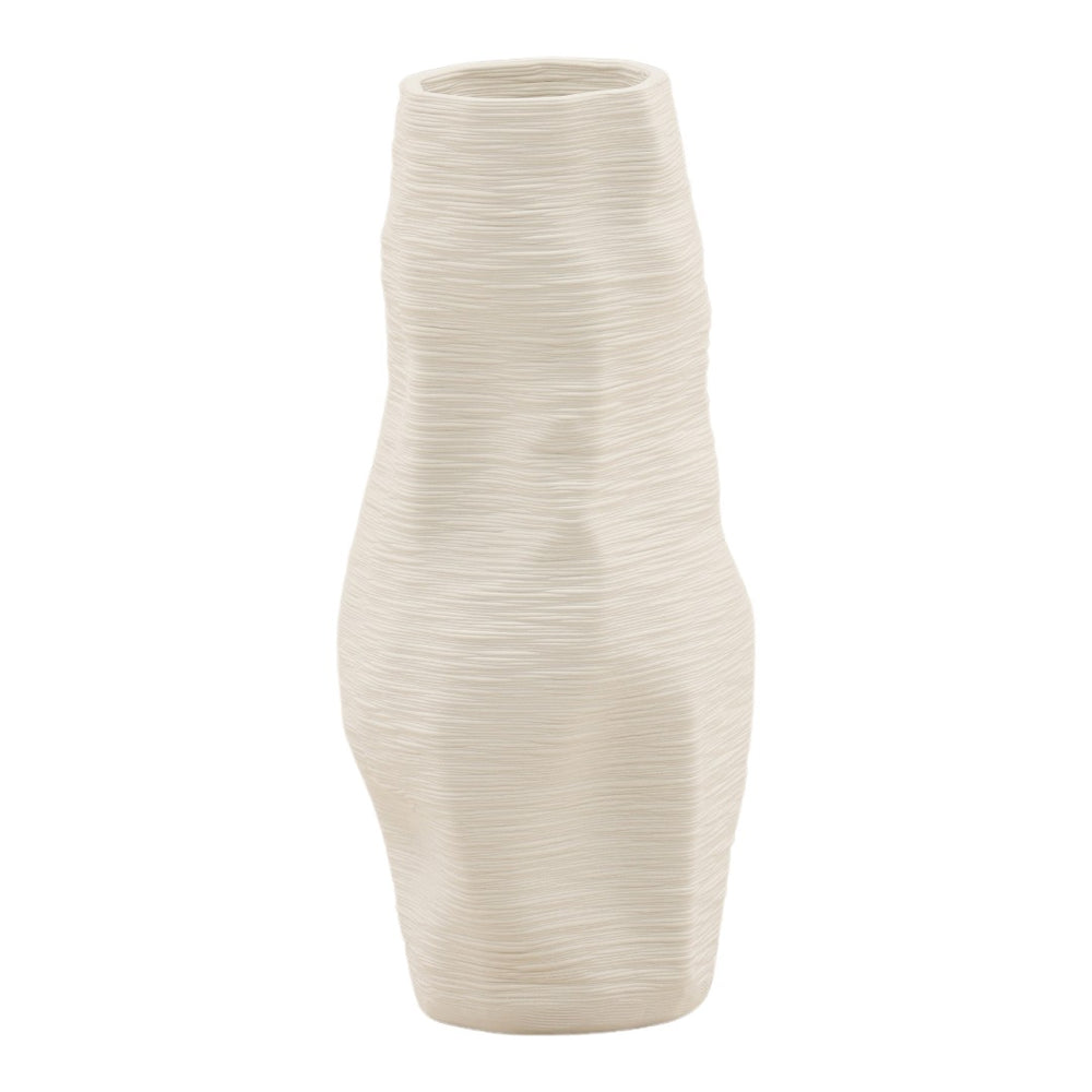 Karina Living Corvin Ivory Small Vase - Elegant 3D-Printed Porcelain for Modern Home Decor & Minimalist Style DOV59001-IVRY-SM