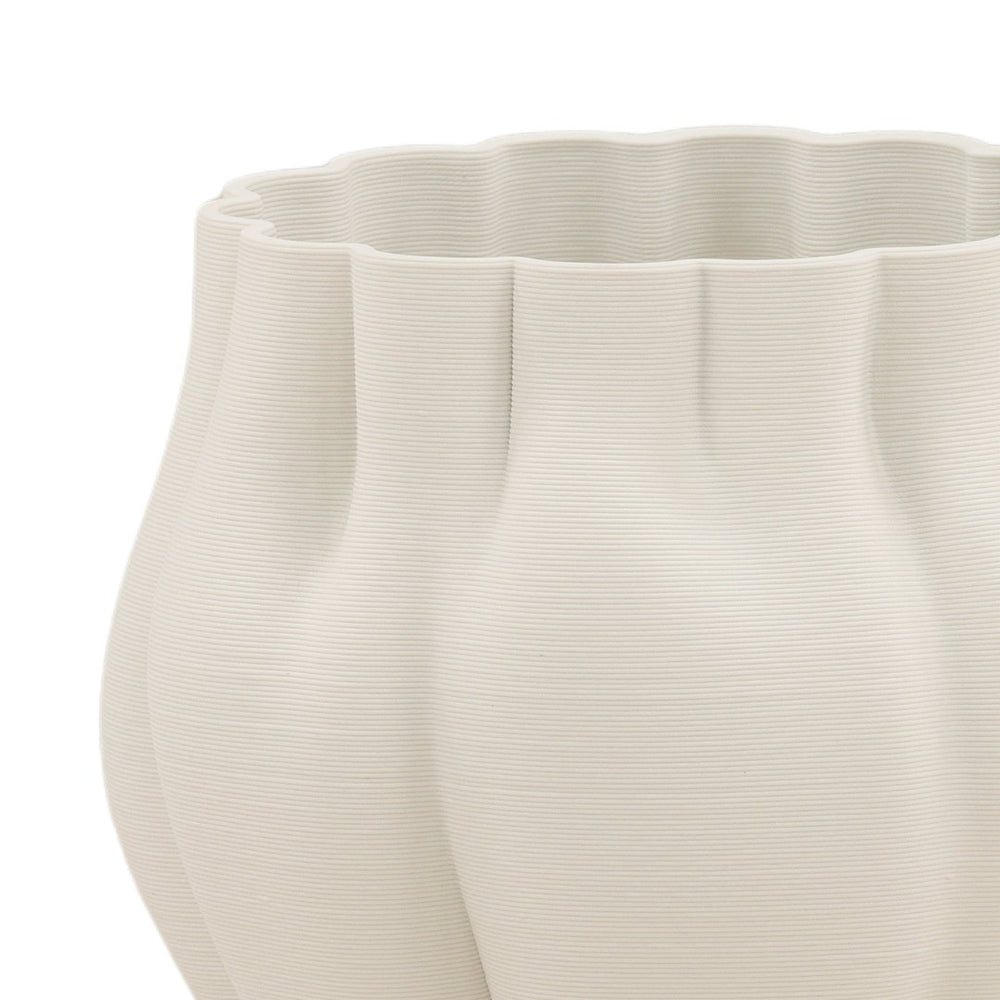 Karina Living Kaori Vase Ivory Small - Elegant 3D-Printed Porcelain Accent for Minimalist & Contemporary Decor DOV59005-IVRY-SM