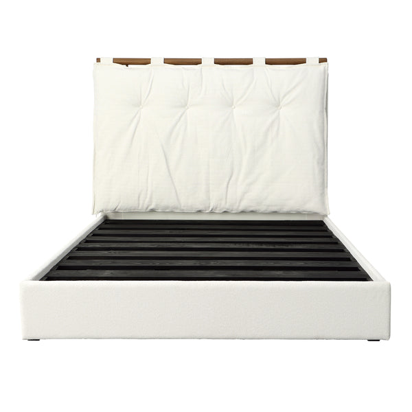 Dovetail,Queen Beds,,White Upholstery with Medium Brown Wood Finish,Polyester Boucle Upholstery and Solid Pine Frame,Freight,White,Light Brown,Brown,Brown,,Polyester,Wood,,REGULAR 20,$3500 - $4000 Isaiah Bed DOV60006Q-WHIT Dovetail Dovetail