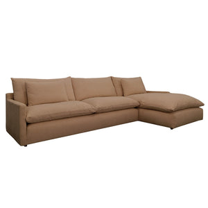 Dovetail Graciela Chaise Sectional Chenille Boucle Blend - Sand