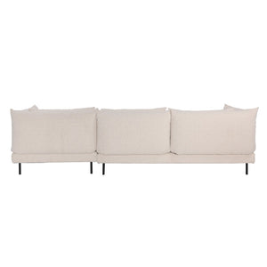 Dovetail Twiggy Chaise Sectional Micro Boucle Performance Fabric and Iron - Cream and Black Legs​ ​