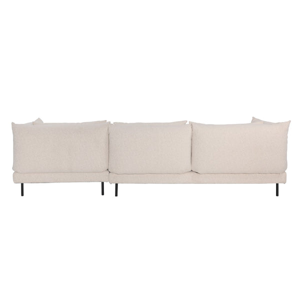 Dovetail Twiggy Chaise Sectional Micro Boucle Performance Fabric and Iron - Cream and Black Legs​ ​