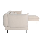 Dovetail Twiggy Chaise Sectional Micro Boucle Performance Fabric and Iron - Cream and Black Legs​ ​
