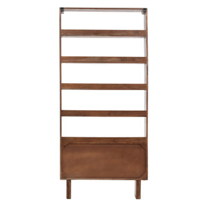 Dovetail Silvie Bookcase Walnut Medium Brown Acacia Wood DOV61031-BRWN