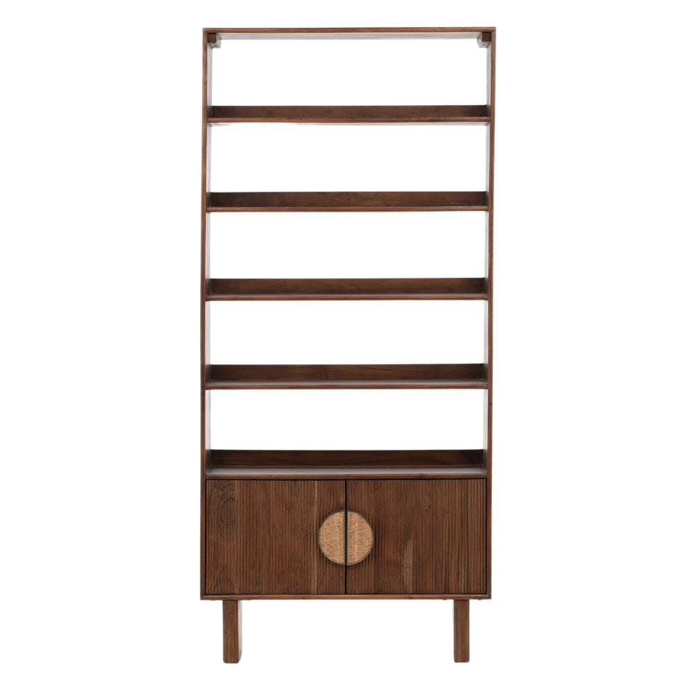 Dovetail Silvie Bookcase Walnut Medium Brown Acacia Wood DOV61031-BRWN