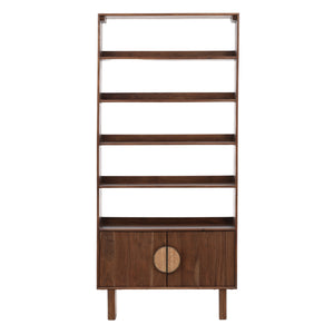 Dovetail Silvie Bookcase Walnut Medium Brown Acacia Wood DOV61031-BRWN