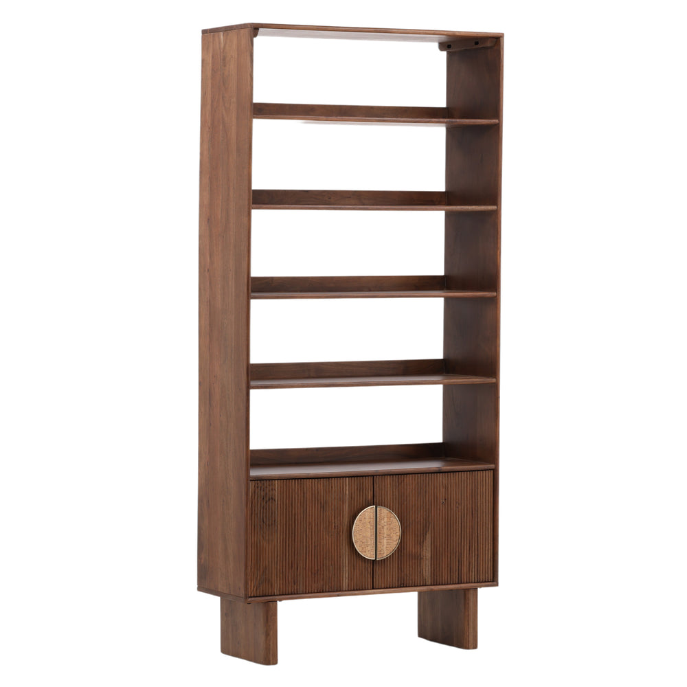Dovetail Silvie Bookcase Walnut Medium Brown Acacia Wood DOV61031-BRWN