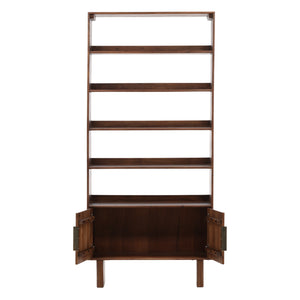 Dovetail Silvie Bookcase Walnut Medium Brown Acacia Wood DOV61031-BRWN