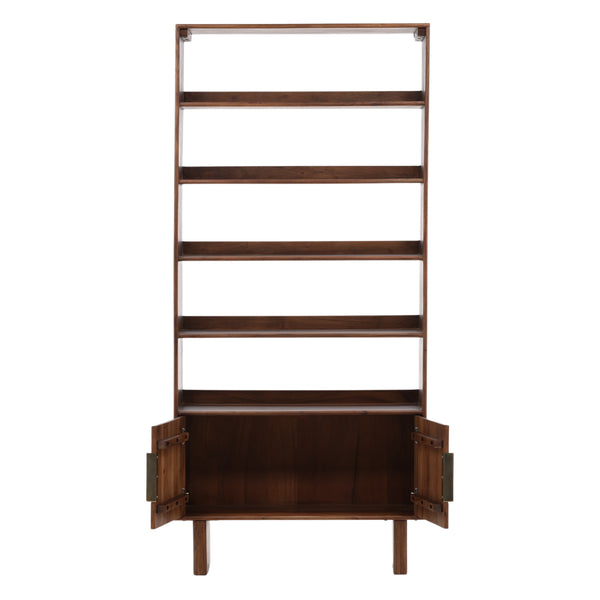 Dovetail Silvie Bookcase Walnut Medium Brown Acacia Wood DOV61031-BRWN