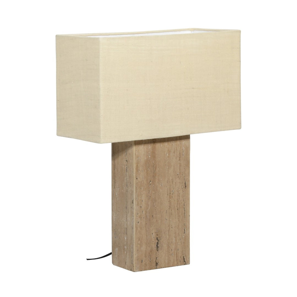 Dovetail May Table Lamp Travertine Stone and Jute Shade - Natural