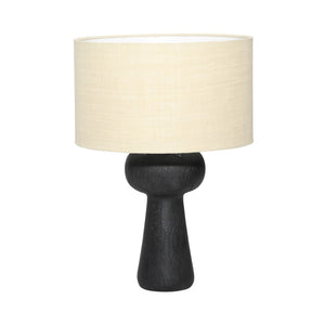 Dovetail Lorraina Table Lamp Wood and Jute Shade - Black and Beige