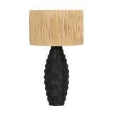 Karina Living Table Lamp Wood and Raffia Shade - Black and Natural