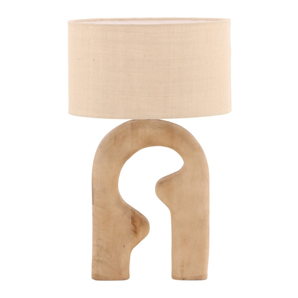 Karina Living Sage Table Lamp - Handcrafted Natural Brown Mango Wood with Neutral Jute Shade for Cozy Ambiance DOV63019-NATL
