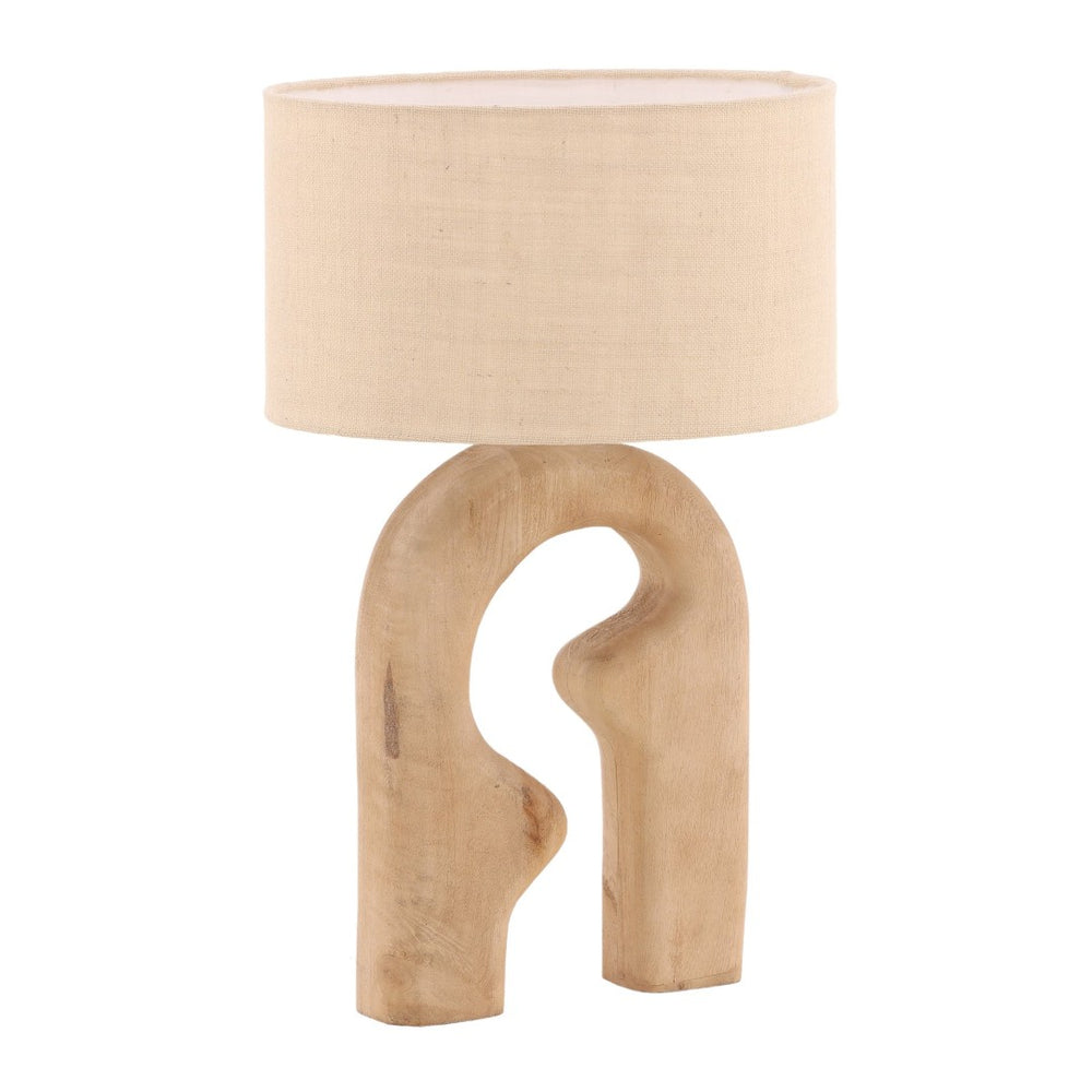 Karina Living Sage Table Lamp - Handcrafted Natural Brown Mango Wood with Neutral Jute Shade for Cozy Ambiance DOV63019-NATL
