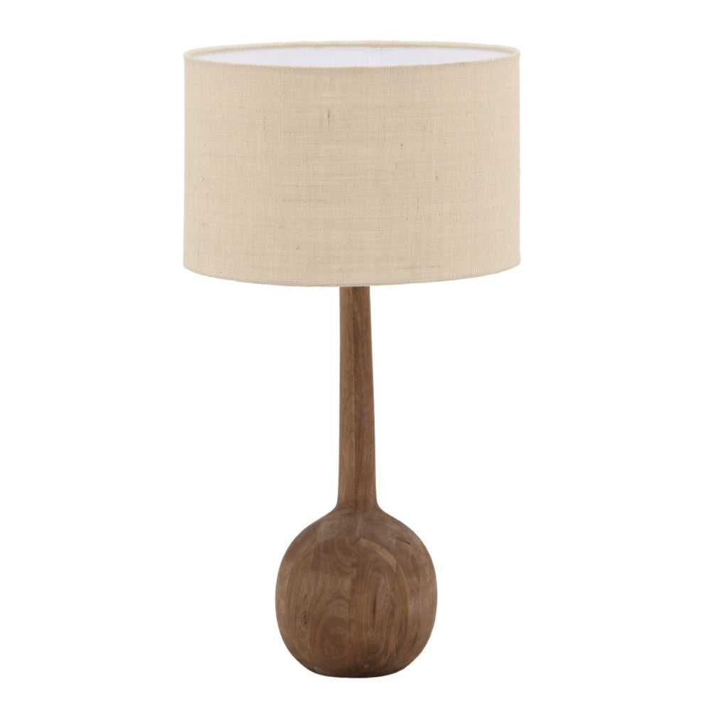 Karina Living Noa Table Lamp - Medium Brown Mango Wood with Jute Shade for Ambient Lighting in Any Room DOV63022-BRWN