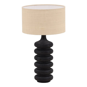 Karina Living Ramiro Table Lamp in Black - Stylish Mango Wood Base & Textured Jute Shade for Warm, Modern Lighting DOV63025-BLCK