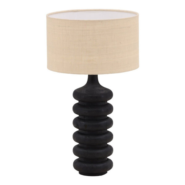 Karina Living Ramiro Table Lamp in Black - Stylish Mango Wood Base & Textured Jute Shade for Warm, Modern Lighting DOV63025-BLCK