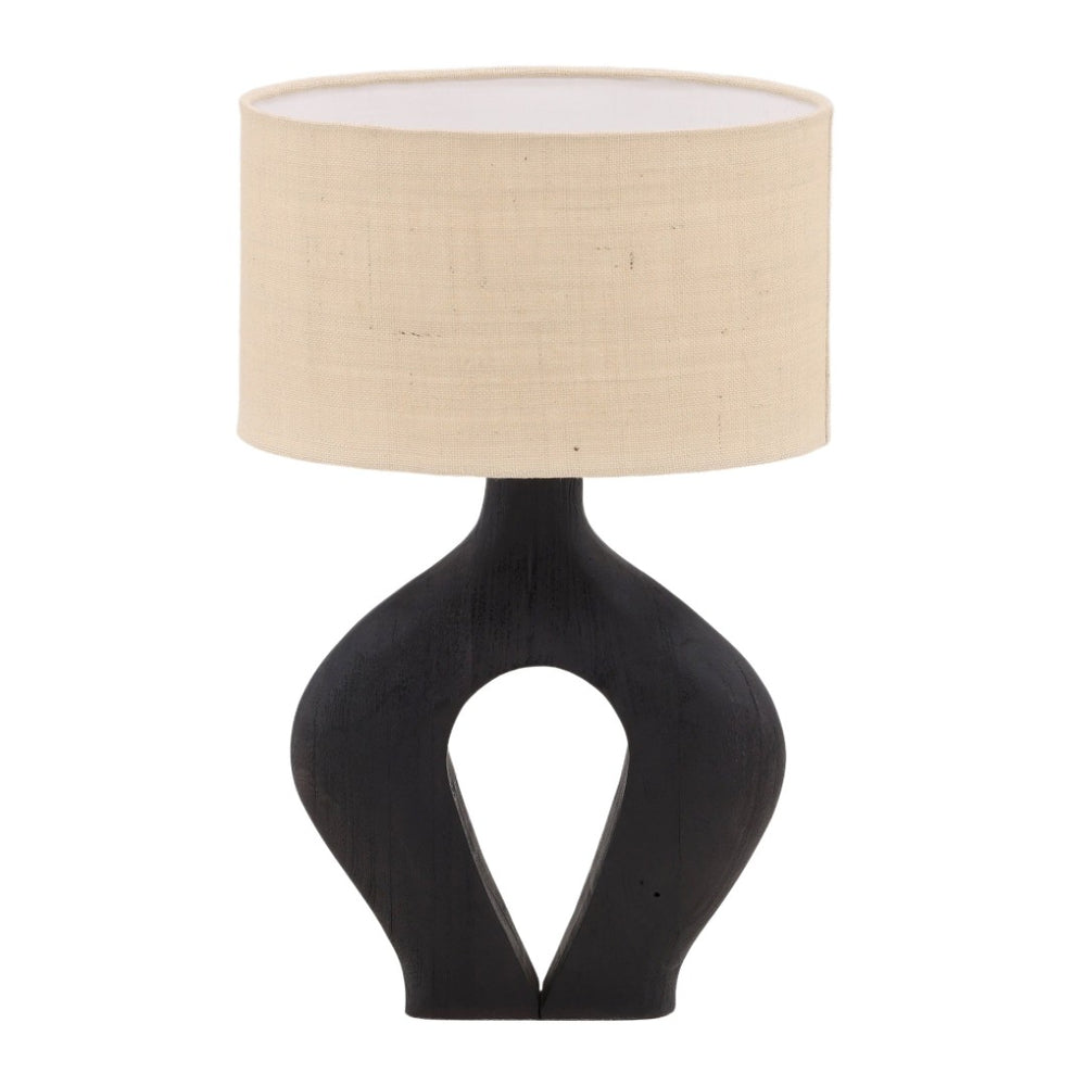 Karina Living Delilah Table Lamp - Elegant Black Mango Wood Base with Jute Shade for Rustic Modern Home Décor DOV63026-BLCK