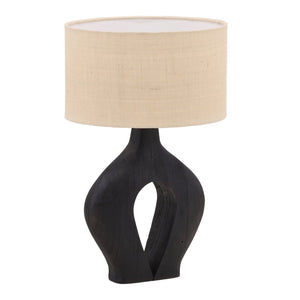 Karina Living Delilah Table Lamp - Elegant Black Mango Wood Base with Jute Shade for Rustic Modern Home Décor DOV63026-BLCK