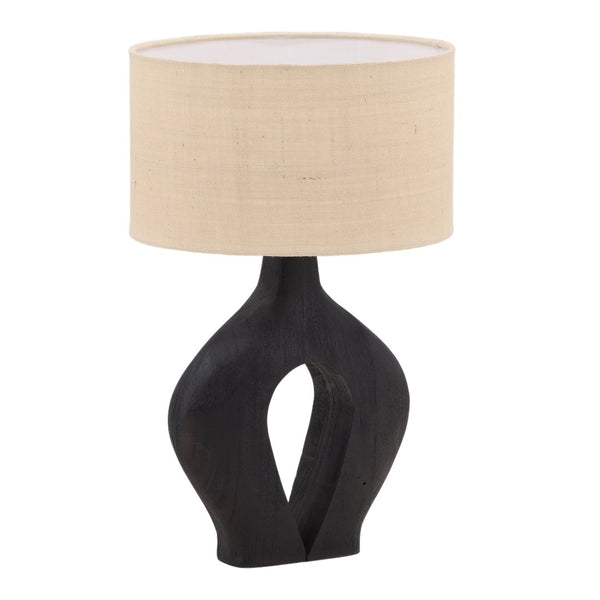 Karina Living Delilah Table Lamp - Elegant Black Mango Wood Base with Jute Shade for Rustic Modern Home Décor DOV63026-BLCK