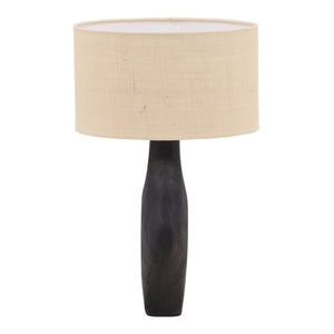 Karina Living Delilah Table Lamp - Elegant Black Mango Wood Base with Jute Shade for Rustic Modern Home Décor DOV63026-BLCK
