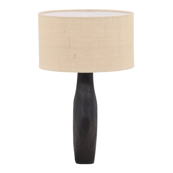 Karina Living Delilah Table Lamp - Elegant Black Mango Wood Base with Jute Shade for Rustic Modern Home Décor DOV63026-BLCK