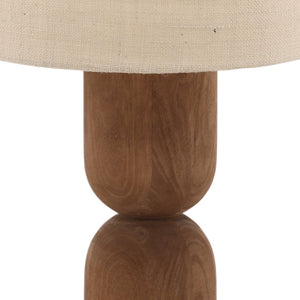 Karina Living Anwen Table Lamp - Rustic Mango Wood Base with Woven Jute Shade for Cozy Modern Decor Spaces DOV63031-BRWN