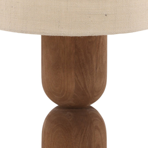 Karina Living Anwen Table Lamp - Rustic Mango Wood Base with Woven Jute Shade for Cozy Modern Decor Spaces DOV63031-BRWN
