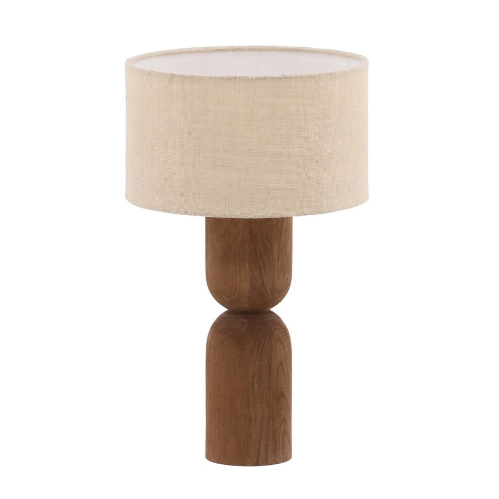 Karina Living Anwen Table Lamp - Rustic Mango Wood Base with Woven Jute Shade for Cozy Modern Decor Spaces DOV63031-BRWN
