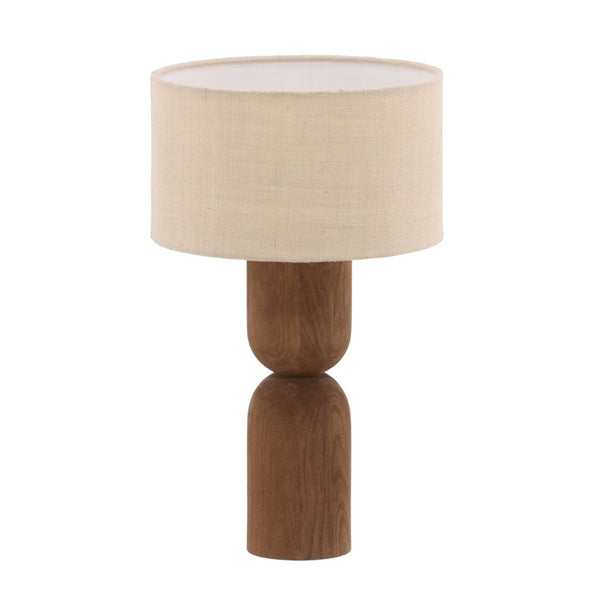 Karina Living Anwen Table Lamp - Rustic Mango Wood Base with Woven Jute Shade for Cozy Modern Decor Spaces DOV63031-BRWN