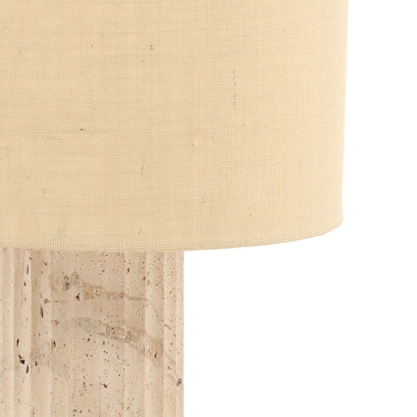 Karina Living Leland Table Lamp - Natural Elegance with Travertine Base & Jute Shade for Warm Ambient Lighting DOV63041-NATL
