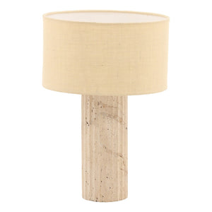 Karina Living Leland Table Lamp - Natural Elegance with Travertine Base & Jute Shade for Warm Ambient Lighting DOV63041-NATL