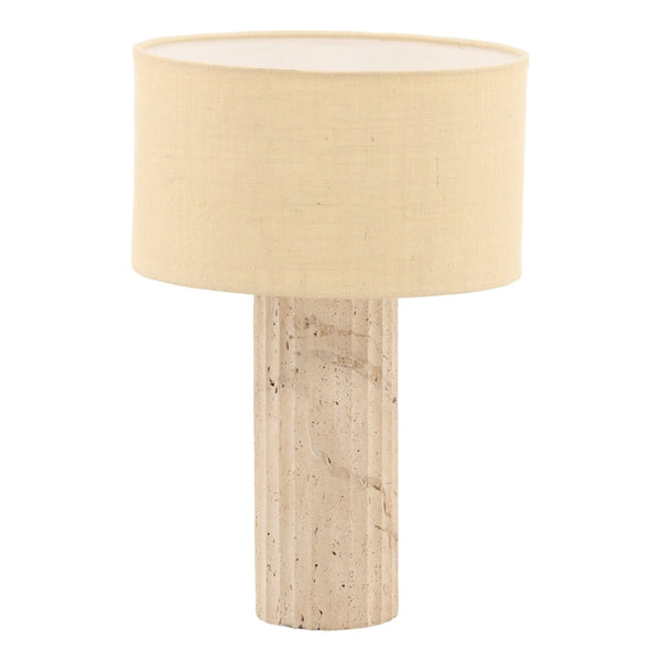 Karina Living Leland Table Lamp - Natural Elegance with Travertine Base & Jute Shade for Warm Ambient Lighting DOV63041-NATL