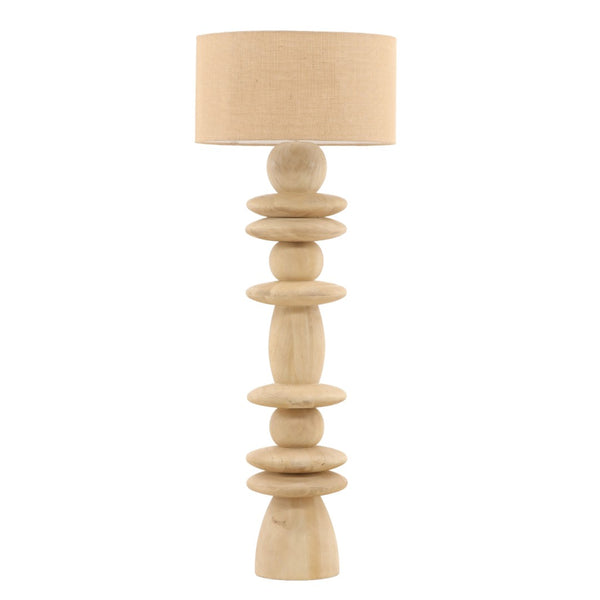 Karina Living Bellerose Natural Brown Floor Lamp – Rustic Mango Wood with Woven Jute Shade for Ambient Lighting DOV63067-NABR