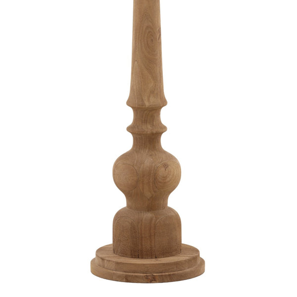 Karina Living Candela Floor Lamp - Elegant Light Brown Mango Wood with Raw Silk Shade for Cozy Ambiance DOV63068-LTBR