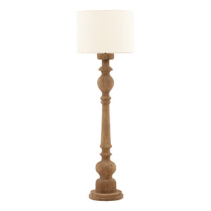 Karina Living Candela Floor Lamp - Elegant Light Brown Mango Wood with Raw Silk Shade for Cozy Ambiance DOV63068-LTBR