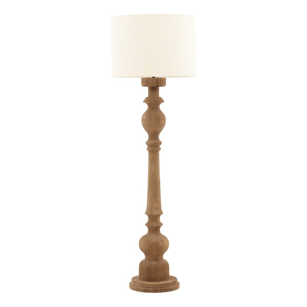 Karina Living Candela Floor Lamp - Elegant Light Brown Mango Wood with Raw Silk Shade for Cozy Ambiance DOV63068-LTBR