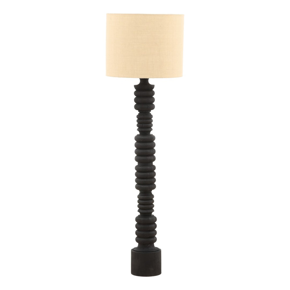 Karina Living Davenport Floor Lamp – Modern Black Mango Wood with Jute Shade for Stylish Ambient Lighting Decor DOV63069-BLCK