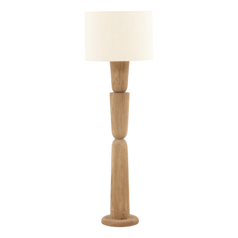 Karina Living Glenridge Floor Lamp: Light Brown Mango Wood Base with Raw Silk Shade for Elegant Ambient Lighting DOV63070-LTBR