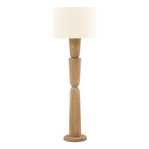 Karina Living Glenridge Floor Lamp: Light Brown Mango Wood Base with Raw Silk Shade for Elegant Ambient Lighting DOV63070-LTBR