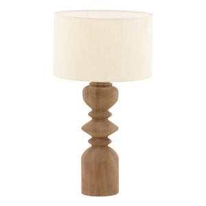 Karina Living Lanier Table Lamp - Elegant Light Brown Mango Wood Base with Raw Silk Shade for Timeless Decor DOV63071-LTBR